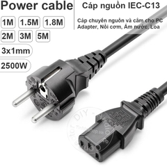 Dây nguồn C15 DIY 0.5 đến 5 mét - EU to C15 self-plug power cable 3x1mm 2500W