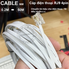 Dây điện thoại 2 đầu RJ9 4P4C - RJ9 thin flat 4-core landline telephone signal cable