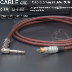 Dây 6 ly TRS sang AV chuyển âm từ Âm ly Sound card sang Sub DIY 0.5 đến 10 mét - 1/4 TRS to RCA cable