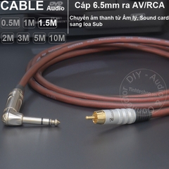 Dây 6 ly TRS sang AV chuyển âm từ Âm ly Sound card sang Sub DIY 0.5 đến 10 mét - 1/4 TRS to RCA cable
