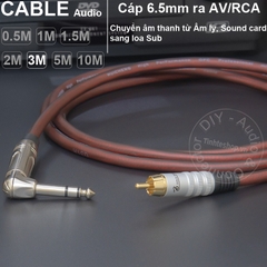 Dây 6 ly TRS sang AV chuyển âm từ Âm ly Sound card sang Sub DIY 0.5 đến 10 mét - 1/4 TRS to RCA cable