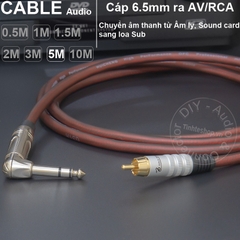 Dây 6 ly TRS sang AV chuyển âm từ Âm ly Sound card sang Sub DIY 0.5 đến 10 mét - 1/4 TRS to RCA cable