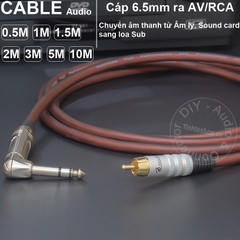 Dây 6 ly TRS sang AV chuyển âm từ Âm ly Sound card sang Sub DIY 0.5 đến 10 mét - 1/4 TRS to RCA cable