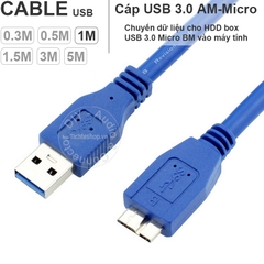 Dây USB 3.0 AM sang Micro BM dài từ 0.3 đến 5 mét - USB 3.0 type A male to type B micro
