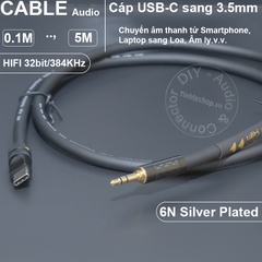 Cáp type-C sang 3.5 giải mã 32bit 384KHz DIY 0.1 đến 5 mét - USB-C to 1/8 AUX audio cable