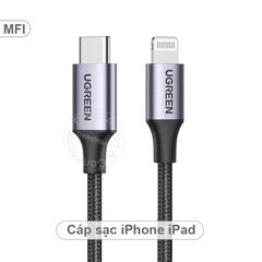 Dây sạc và dữ liệu cho iPhone iPad đầu USB C sang Lightning có chứng nhận MFI Ugreen 60759