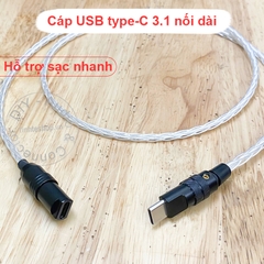 Dây USB C nối dài cho DAC AMP hỗ trợ sạc nhanh lõi đồng mạ bạc Yarbo