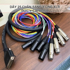Dây line 25 chân sang 8 cổng canon đực cái 3 mét - Hosa DTF-803 8-channel DB25 to XLR Female Snake