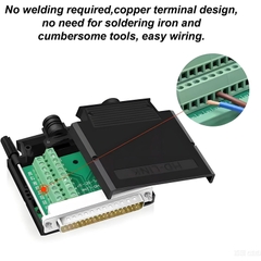 Jack nối DB37 không cần hàn - Thinner DB37 Solderless Serial Female Adapter Connector, RS232 D-SUB to 37-pin Port Terminal Breakout Board with Case Long Bolts Tail Pipe