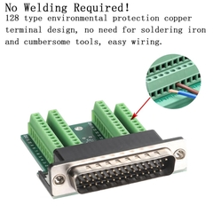 Đầu nối DB44 đực không cần hàn - DB44 Solderless Connector, Male RS232 D-SUB Serial to 44-pin Port Terminal Adapter Breakout Board with Case Long Bolts Tail Pipe