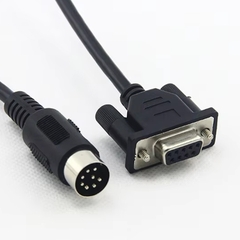 RS232 dB9 9 Pin Female to 8 Pin Mini DIN Male Adapter PLC Programming Cable
