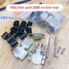 Giắc cắm COM 9 chân cái kèm vỏ ốp nhựa cứng - Housing with RS232 DB9 plug solder head 24K gold plated copper