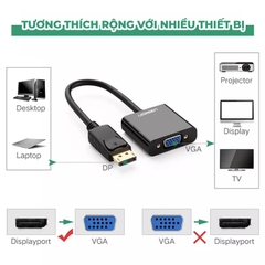 Chuyển đổi Displayport sang VGA full HD1080P Ugreen DP109 20415 - Displayport to D-SUB VGA 1080P