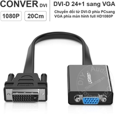 Bộ chuyển DVI sang VGA full HD1080P 20Cm Ugreen 40259 - DVI-D 24+1 to VGA converter