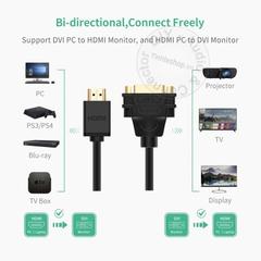 HD sang DVI Ugreen 20136 full HD1080P - DVI female to HDMI male adapter