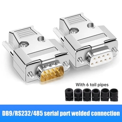 Đầu hàn DB9 cái kèm vỏ ốp kim loại làm dây RS232 RS485 - DB9 metal housing connector