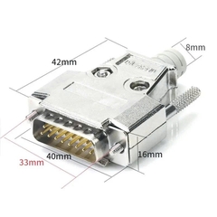 DB15 male connector, RS232 D-SUB electrical connector, metal housing.