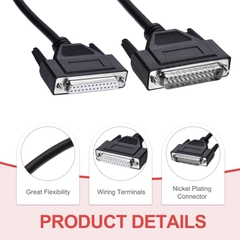 Cáp RS232 DB25 2 đầu đực - DB25 28AWG Serial Cable, Aluminum Foil Shielded DB25 Male to Male Connector Straight Serial Cable for Data Communication