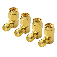 SMA right-angle adapter, SMA male to SMA female connector, 90-degree elbow for FPV goggles, transmitters, and VTX antennas