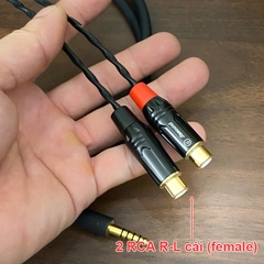 Dây 4.4 balanced sang 2 đầu bông sen cái chuyển âm thanh từ DAC AMP sang Loa Âm ly