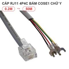 Cáp RJ11 kẹp cos càng cua - Telephone cable with connector RJ11 6P4C 4 spade lugs