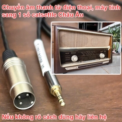 Cáp 3.5 sang DIN 3pin chuyển âm thanh từ Điện thoại Máy tính sang Âm ly Cát sét cổ Châu Âu