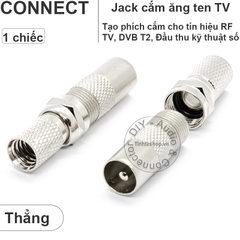 Jack cắm anten TV cổng cái vuông góc kèm chuôi vặn F5 - PAL TV adapter female angles