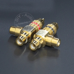 Đầu chia jack hoa sen 1 ra 2 nhân đồng mạ vàng 24K 1 chiếc - AV splitter 1 in 2 out