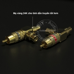 1 chiếc - Đầu chia AV RCA audio 1 ra 2 - Jack gộp 2 AV cái sang 1 AV đực gold 24K