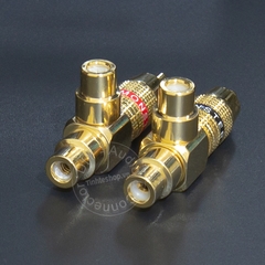 Đầu chia jack hoa sen 1 ra 2 nhân đồng mạ vàng 24K 1 chiếc - AV splitter 1 in 2 out