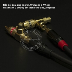 1 chiếc - Đầu chia AV RCA audio 1 ra 2 - Jack gộp 2 AV cái sang 1 AV đực gold 24K