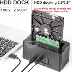 HDD Docking station USB 3.1 type-C gen2 10Gbps sang SATA 6Gb Unitek Y-3605