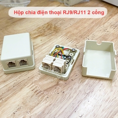 Hộp chia điện thoại bàn RJ11 RJ9 2 cổng - RJ11 Telephone Line Splitter Dual Telephone Line Splitter 1 to 2 Wall Jack Modular Converter for Home Office Fax Model Cordless Phone System