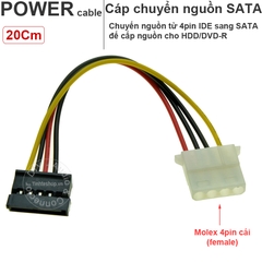 Dây nguồn 4pin IDE sang SATA 20Cm - Molex 4pin IDE female to SATA cable