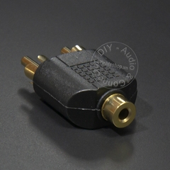 Jack 3.5 ra 2 AV nhân đồng mạ vàng 24K - 3.5mm female to 2 RCA male jack plug