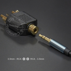Jack 3.5 ra 2 AV nhân đồng mạ vàng 24K - 3.5mm female to 2 RCA male jack plug