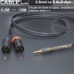 Dây 3.5 sang 2 đầu canon đực chuyển âm thanh từ Laptop Smartphone sang Loa kiểm âm Mixer - 3.5mm to 2 XLR male cable
