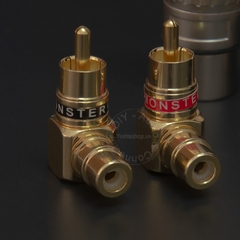Jack RCA đực cái bẻ góc nhân đồng mạ vàng 24K 1 chiếc - RCA male to RCA female angles adapter