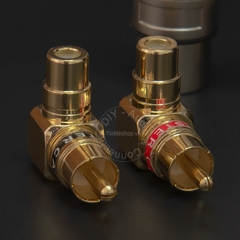Jack RCA đực cái bẻ góc nhân đồng mạ vàng 24K 1 chiếc - RCA male to RCA female angles adapter