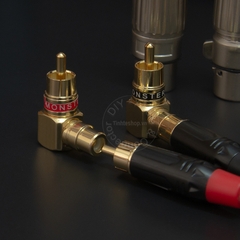 Jack RCA đực cái bẻ góc nhân đồng mạ vàng 24K 1 chiếc - RCA male to RCA female angles adapter