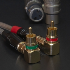Jack RCA đực cái bẻ góc nhân đồng mạ vàng 24K 1 chiếc - RCA male to RCA female angles adapter