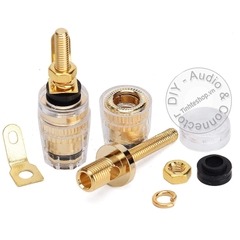 Cọc loa bắp chuối cỡ nhỏ chuôi dài 4 chiếc - Banana Terminal Binding Post Gold Plated Audio Cable Connector Amplifier Terminal Banana Speaker Plug Jack (Small-Long)