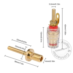 Cọc loa bắp chuối cỡ nhỏ chuôi dài 4 chiếc - Banana Terminal Binding Post Gold Plated Audio Cable Connector Amplifier Terminal Banana Speaker Plug Jack (Small-Long)