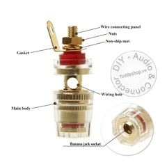 Cọc loa bắp chuối cỡ nhỏ chuôi dài 4 chiếc - Banana Terminal Binding Post Gold Plated Audio Cable Connector Amplifier Terminal Banana Speaker Plug Jack (Small-Long)