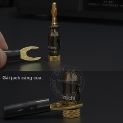 Jack loa bắp chuối đèn lồng 4 chiếc nhân đồng mạ vàng 24K - Cọc loa bắp chuối càng cua mỏ chim mở rộng loa treble