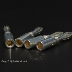 Jack bắp chuối mạ bạc nhân đồng loại mềm cắm cho Loa Âm ly 4 chiếc - Banana plug copper silver plated