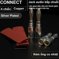 Jack bắp chuối mạ bạc nhân đồng loại mềm cắm cho Loa Âm ly 4 chiếc - Banana plug copper silver plated