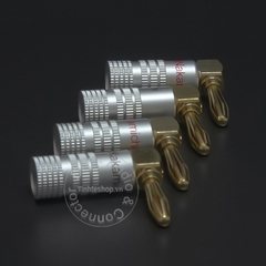 Đầu bắp chuối cắm Loa Âm ly DVD vuông góc nhân đồng mạ vàng 24K 4 chiếc - Banana plug jack