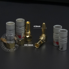 Đầu bắp chuối cắm Loa Âm ly DVD vuông góc nhân đồng mạ vàng 24K 4 chiếc - Banana plug jack