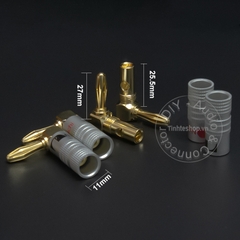 Đầu bắp chuối cắm Loa Âm ly DVD vuông góc nhân đồng mạ vàng 24K 4 chiếc - Banana plug jack